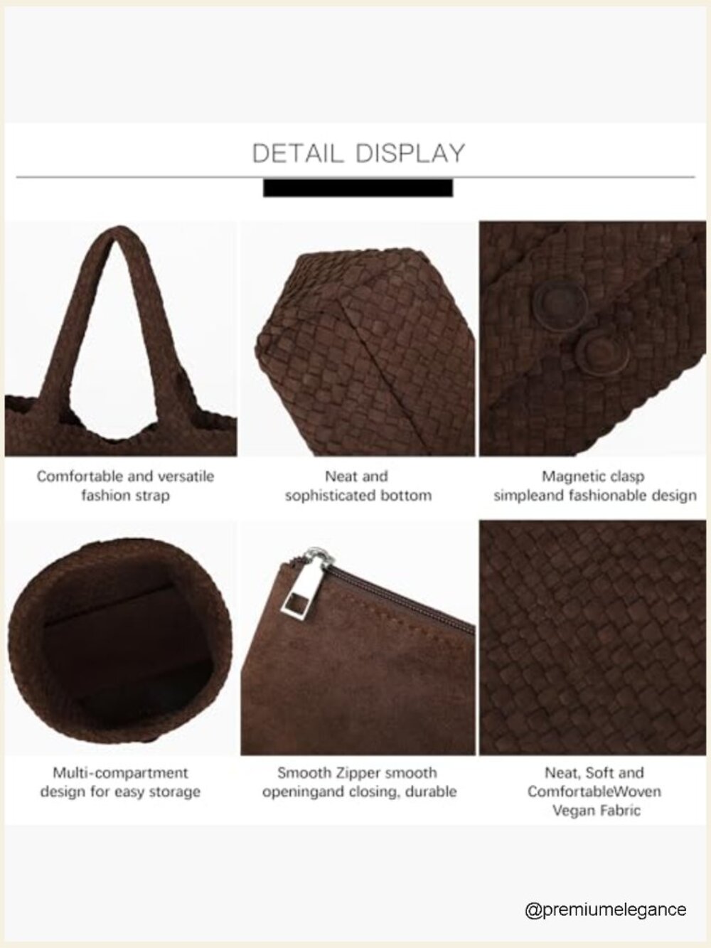 Vegan Leather Top Handle Satchel Large Tote Shoulder Bag - Picture 5 of 7